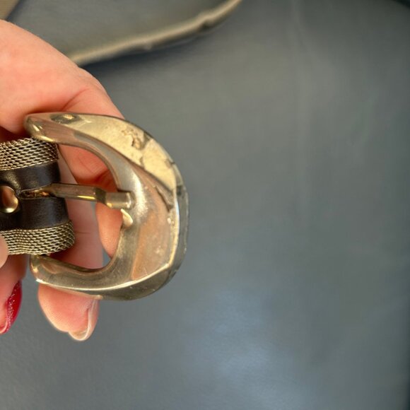 80s silver mesh belt,silver tone buckle and end tip, made in Italy - Picture 2 of 7